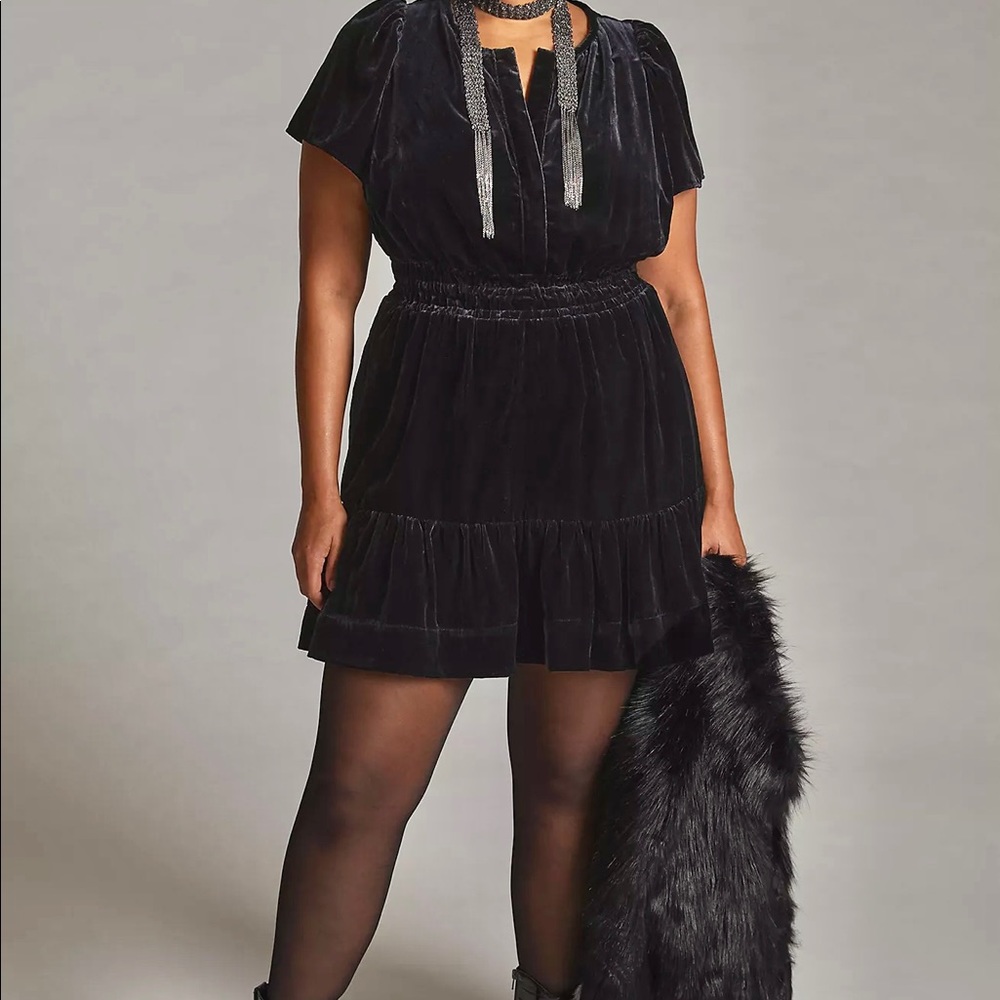 Anthropologie Maeve Somerset Velvet Mini Dress